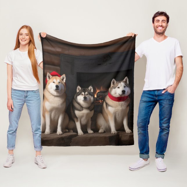 Akita från julgranen fleecefilt (På plats)