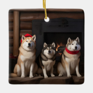 Akita från julgranen julgransprydnad keramik