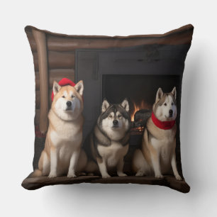 Akita från julgranen kudde
