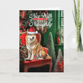 Akita God Jul Hund Naughty eller Nice Helgkort