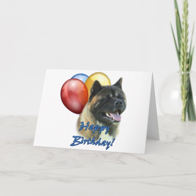 Akita Grattis på födelsedagen Balloons Kort (Framsida)
