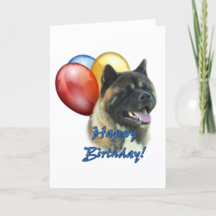 Akita Grattis på födelsedagen Balloons Kort