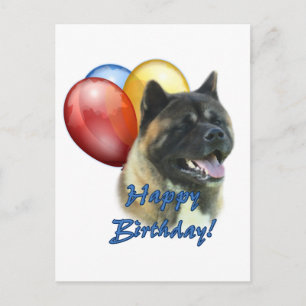 Akita Grattis på födelsedagen Balloons Vykort