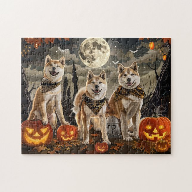 Akita Halloween Kuslig Pussel (Horisontell)