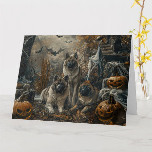 Akita Halloween Natt Hund Delight Kort