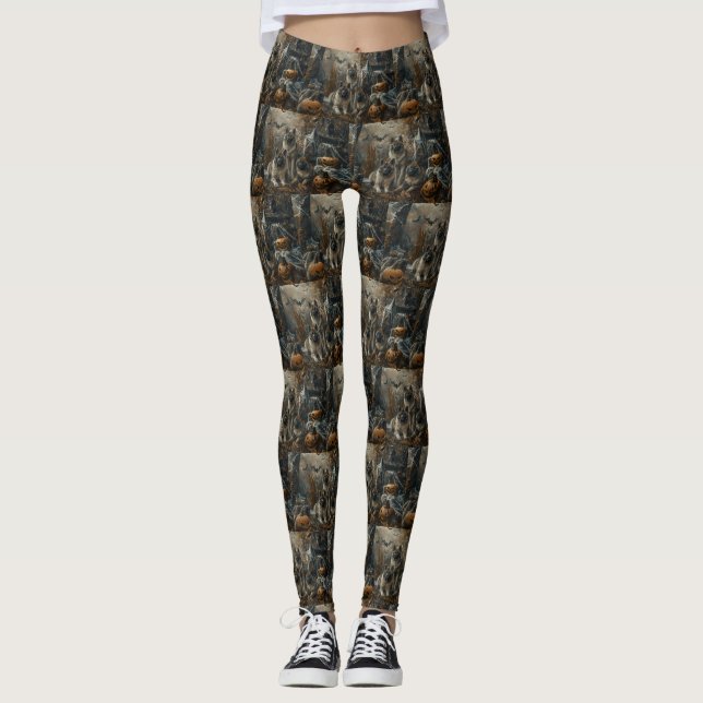 Akita Halloween Natt Hund Delight Leggings (Framsida)
