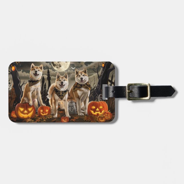 Akita Halloween Spooky Bagagebricka (Horisontell Framsida)