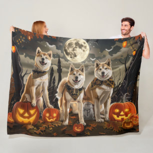 Akita Halloween Spooky Fleecefilt