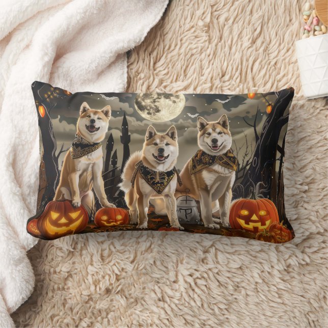 Akita Halloween Spooky Lumbarkudde (Filt)