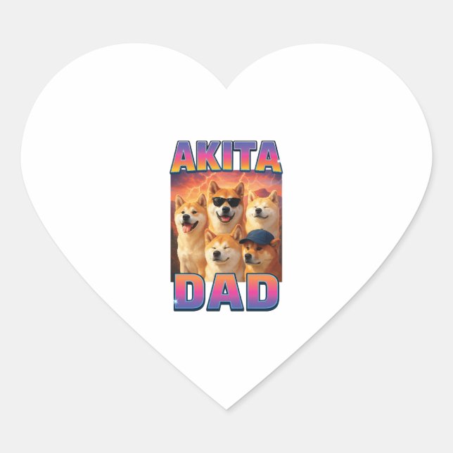 Akita Hjärtformat Klistermärke (Framsida)