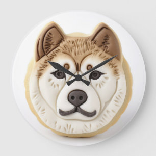 Akita Hund 3D Inspirerad Stor Klocka