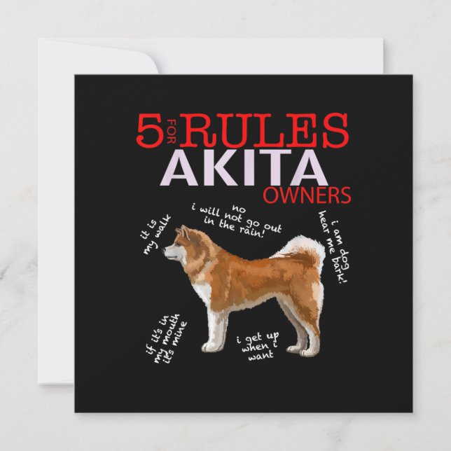 Akita Hund| 5 Regler Akita Hundägare Inbjudningar (Framsida)