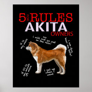 Akita Hund   5 Regler Akita Hundägare Poster