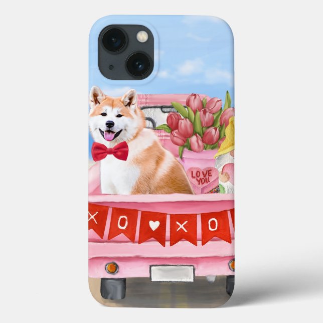 Akita Hund Alla Hjärtans Dags Lastbil Hjärtan  (Baksida)