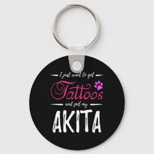 Akita Hund älskare Tattoo Rolig hund Mamma Gift Id Nyckelring