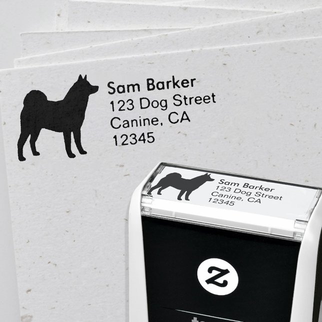Akita Hund aveln Silhouette Returadress Självfärgande Stämpel (Skapare uppladdad)