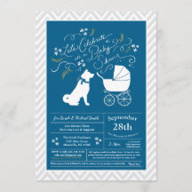 Akita Hund Baby Shower Boy Blue