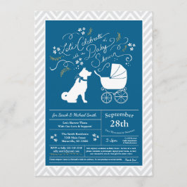 Akita Hund Baby Shower Boy Blue Inbjudningar