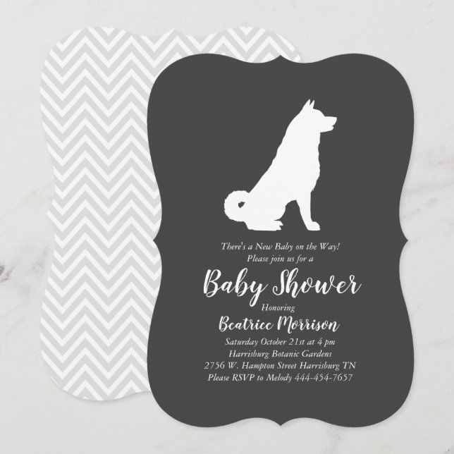 Akita Hund Baby Shower Gender Neutral Inbjudningar (Fram/baksida)