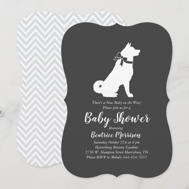 Akita Hund Baby Shower Gender Neutral Inbjudningar (Fram/baksida)
