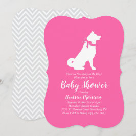 Akita Hund Baby Shower Girl Rosa Inbjudningar