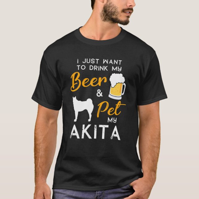 Akita Hund Beer Älskare Owner, julklapp T Shirt (Framsida)