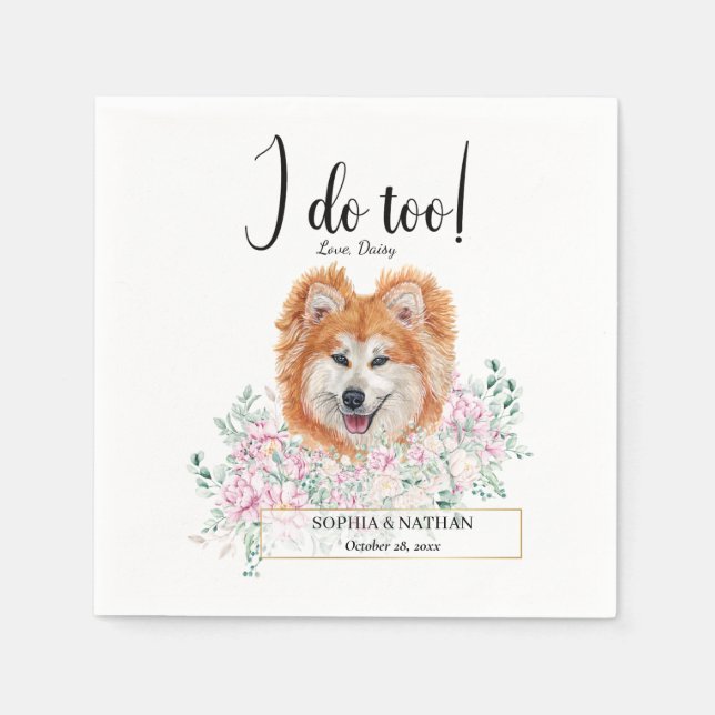 Akita Hund Bröllop Cocktail Napkins Pappersservett (Framsidan)