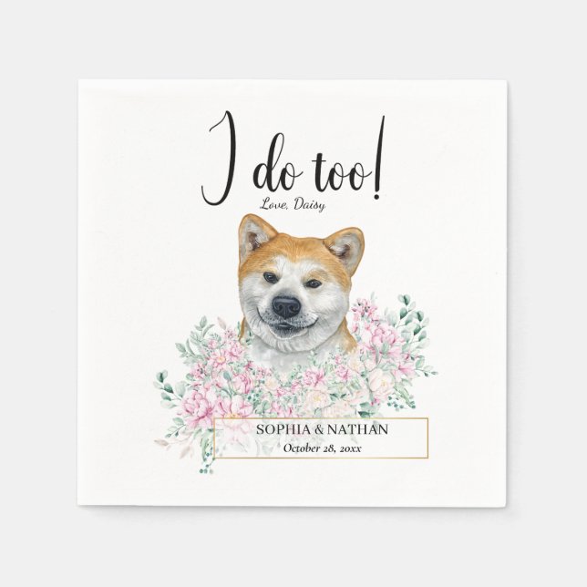 Akita Hund Bröllop Cocktail Napkins Pappersservett (Framsidan)