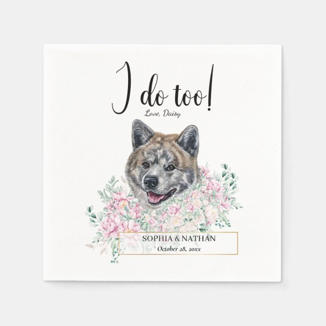 Akita Hund Bröllop Cocktail Napkins Pappersservett (Framsidan)