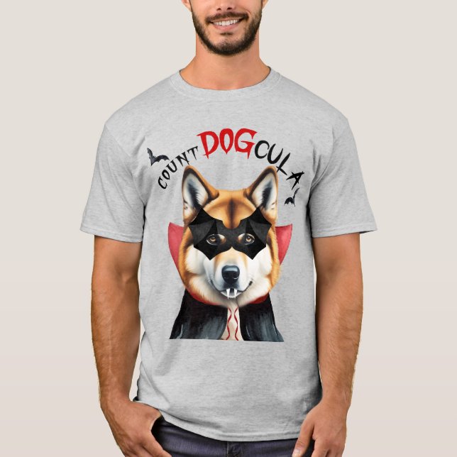 Akita Hund Count DOGcula Rolig hund Älskare Hallow T Shirt (Framsida)