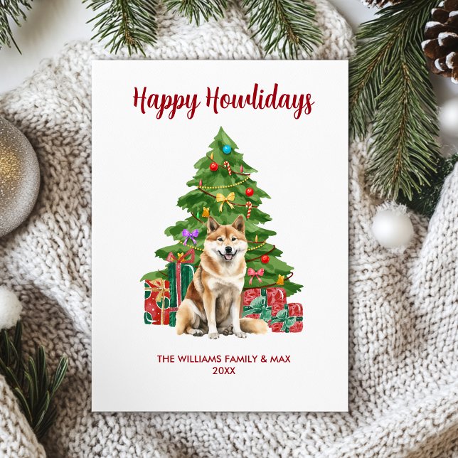 Akita Hund Familj Jul Julkort (Skapare uppladdad)