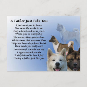 Akita Hund Far Dikt Vykort