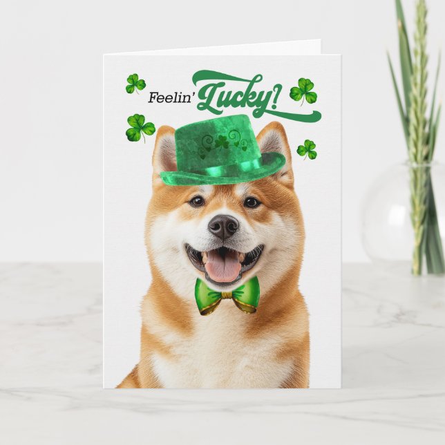 Akita Hund Feelin'Lucky St patrick's day Helgkort (Framsida)