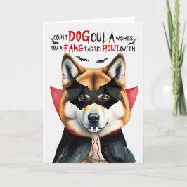 Akita Hund Funny Count DOGcula Halloween Helgkort