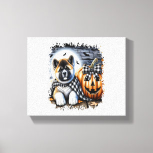 Akita Hund Halloween Square Canvastryck