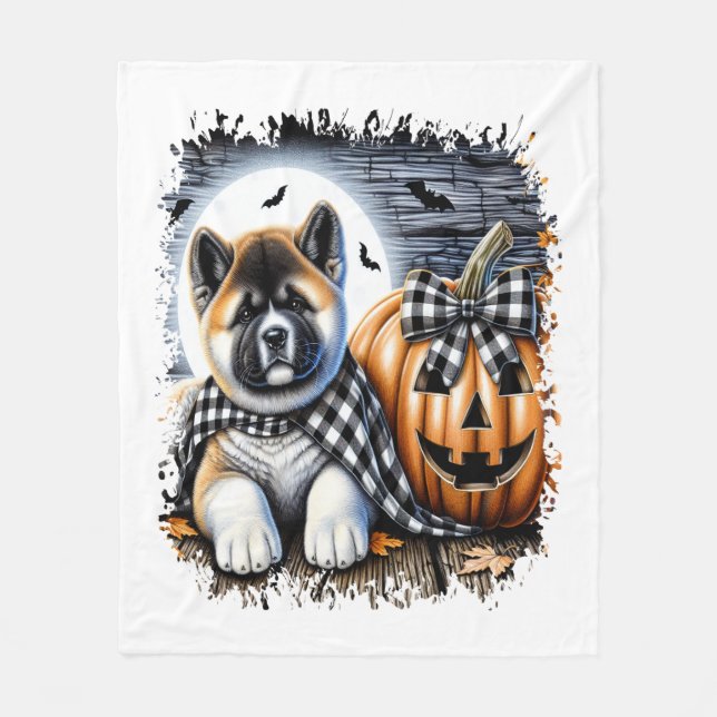 Akita Hund Halloween Square Fleecefilt (Framsidan)