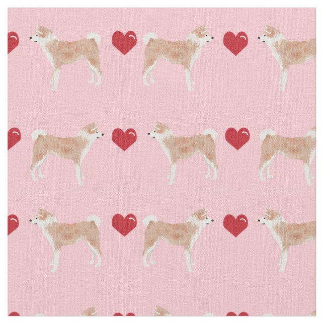 akita hund hjärtan rosa tyg (Närbild)