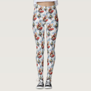 Akita Hund i Släde Låt det Snöa Jul Leggings