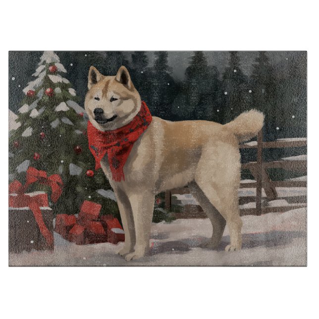 Akita Hund i Snö Jul (Framsidan)