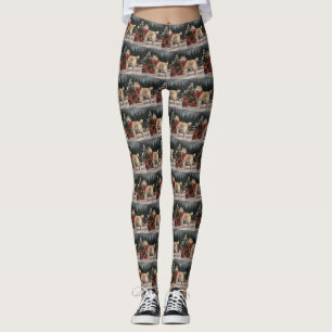 Akita Hund i Snö-jul Leggings