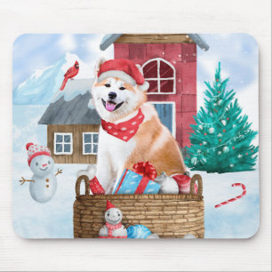 Akita Hund i snö julhus Hund House Musmatta