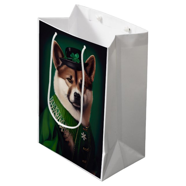 akita hund i St. Patrick Dress (Framsidan Vinklad)