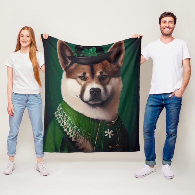 akita hund i St. Patrick Dress Fleecefilt (På plats)