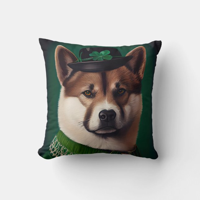 akita hund i St. Patrick Dress Kudde (Framsida)