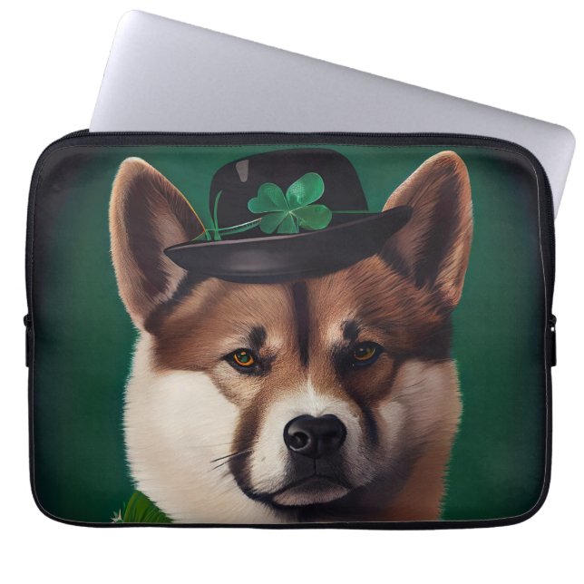 akita hund i St. Patrick Dress Laptop Fodral (Framsidan)