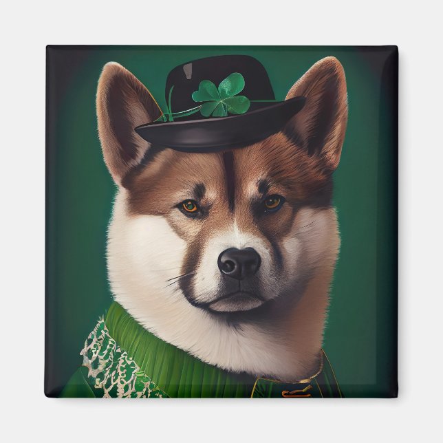 akita hund i St. Patrick Dress Magnet (Framsidan)