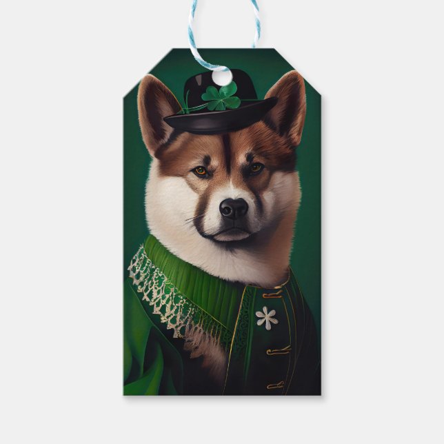 akita hund i St. Patrick Dress Presentetikett (Framsidan)