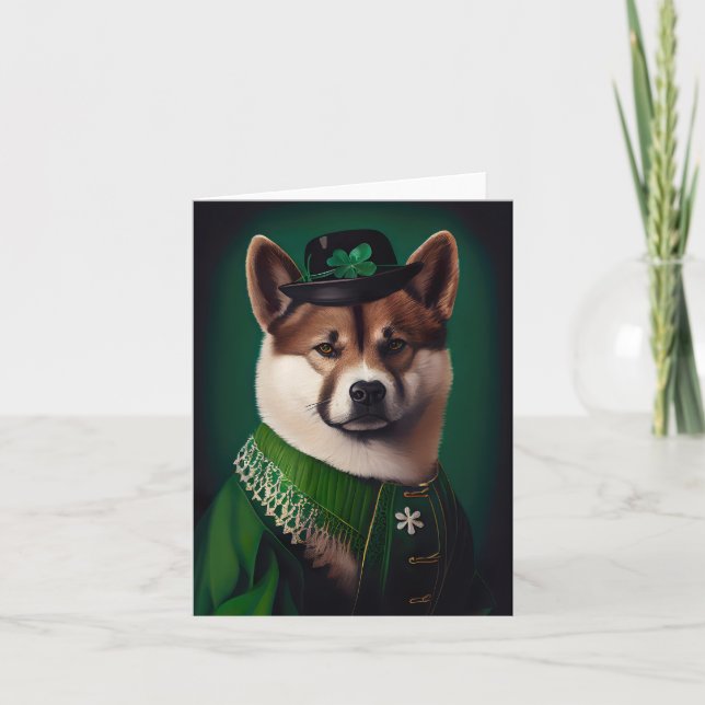 akita hund i St. Patrick's Day dräkt Kort (Framsida)