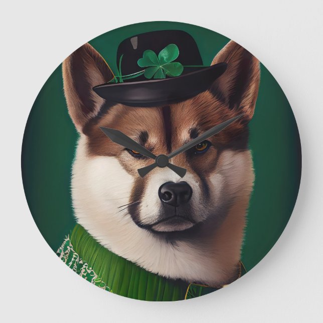 akita hund i St. Patrick's Day dräkt Stor Klocka (Framsida)