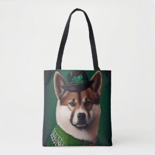 akita hund i St. Patrick's Day dräkt Tygkasse